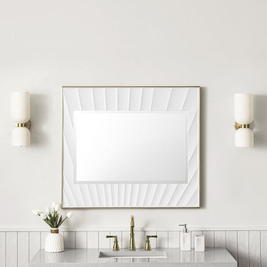 James Martin - Soleil 36" Mirror, Matte White with Gold - 710-M36-MWG view 2