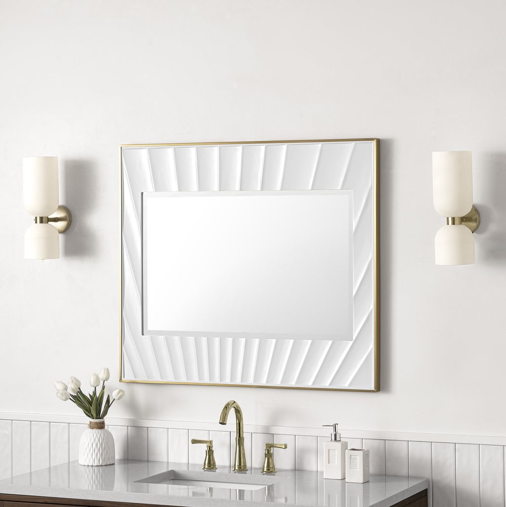 James Martin - Soleil 36" Mirror, Matte White with Gold - 710-M36-MWG view 3
