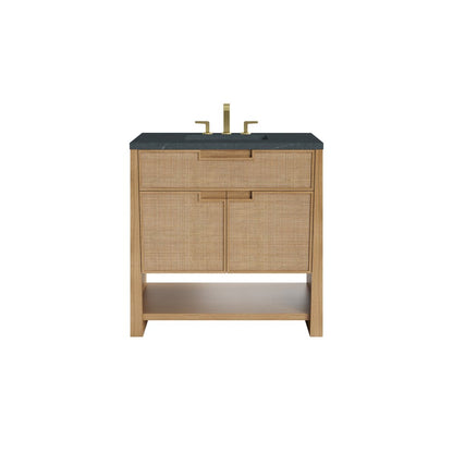 James Martin - Solene 36" Single Vanity, Seaside Oak, w/ 3 CM Charcoal Soapstone Quartz Top - D225-V36-SSO-3CSP view 1