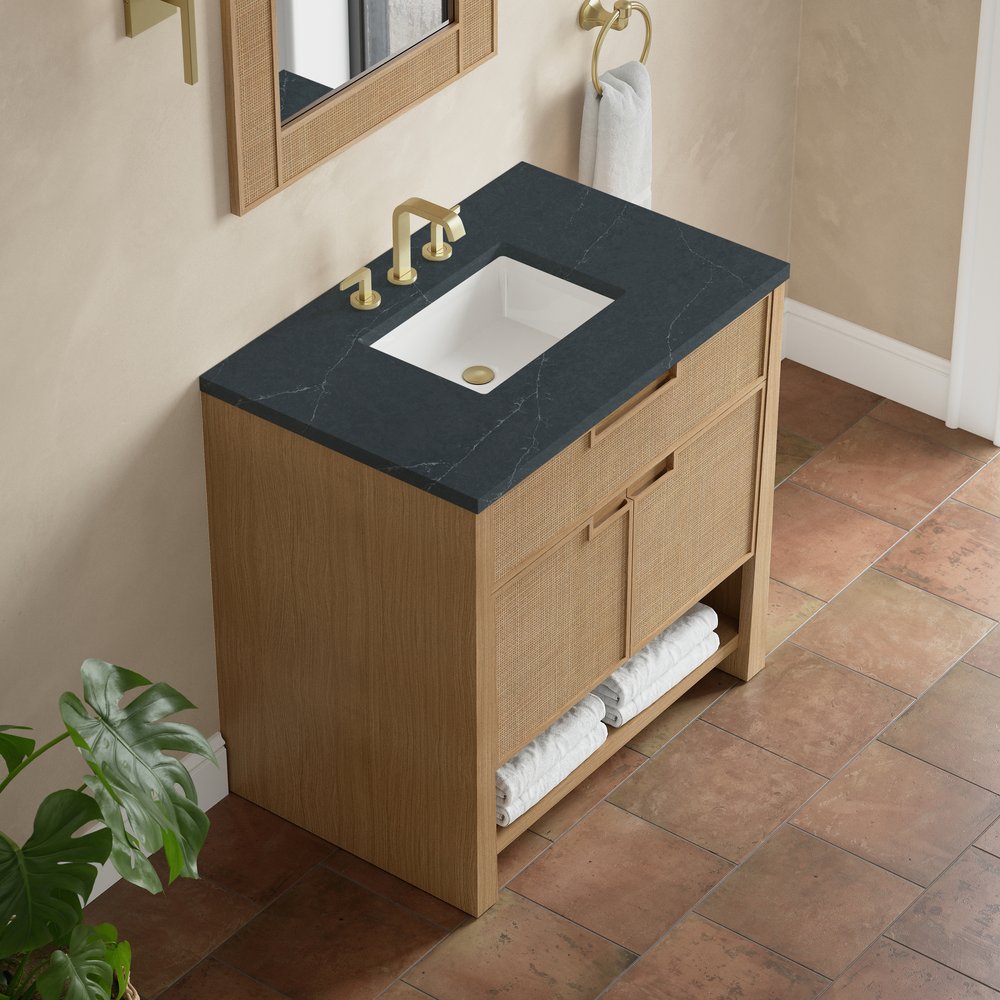 James Martin - Solene 36" Single Vanity, Seaside Oak, w/ 3 CM Charcoal Soapstone Quartz Top - D225-V36-SSO-3CSP view 7