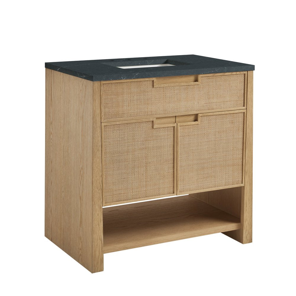 James Martin - Solene 36" Single Vanity, Seaside Oak, w/ 3 CM Charcoal Soapstone Quartz Top - D225-V36-SSO-3CSP view 10