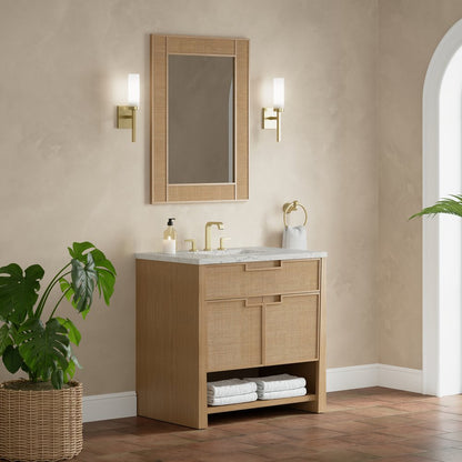 James Martin - Solene 36" Single Vanity, Seaside Oak, w/ 3 CM Eternal Jasmine Pearl Quartz Top - D225-V36-SSO-3EJP view 4