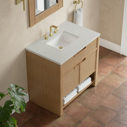 James Martin - Solene 36" Single Vanity, Seaside Oak, w/ 3 CM Lime Delight Quartz Top - D225-V36-SSO-3LDL view 7