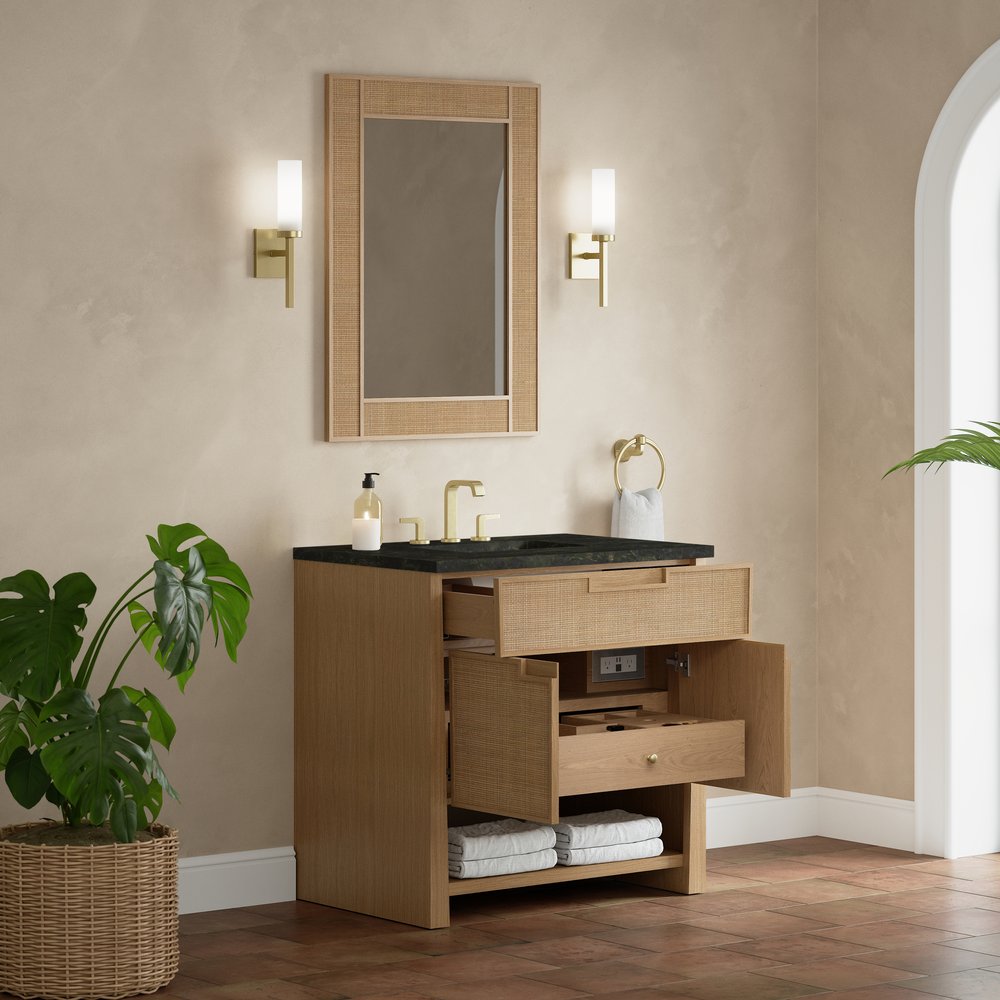 James Martin - Solene 36" Single Vanity, Seaside Oak, w/ 3 CM Phantome Eclos Top - D225-V36-SSO-3PHT view 5