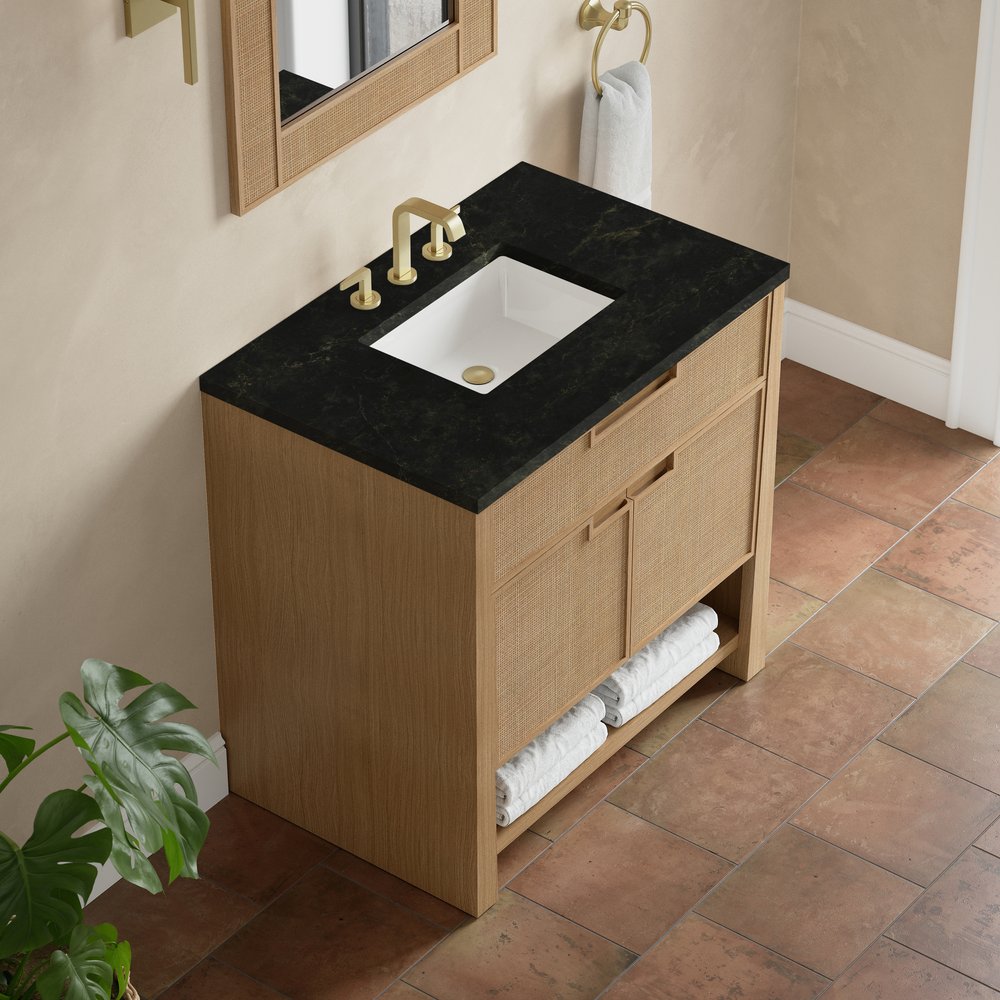 James Martin - Solene 36" Single Vanity, Seaside Oak, w/ 3 CM Phantome Eclos Top - D225-V36-SSO-3PHT view 7