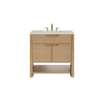 James Martin - Solene 36" Single Vanity, Seaside Oak, w/ 3 CM Siberian Silestone Top - D225-V36-SSO-3SFR view 1