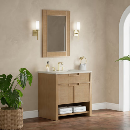 James Martin - Solene 36" Single Vanity, Seaside Oak, w/ 3 CM Siberian Silestone Top - D225-V36-SSO-3SFR view 4