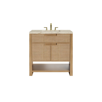 James Martin - Solene 36" Single Vanity, Seaside Oak, w/ 3 CM Tajnar Eclos Top - D225-V36-SSO-3TJR view 1