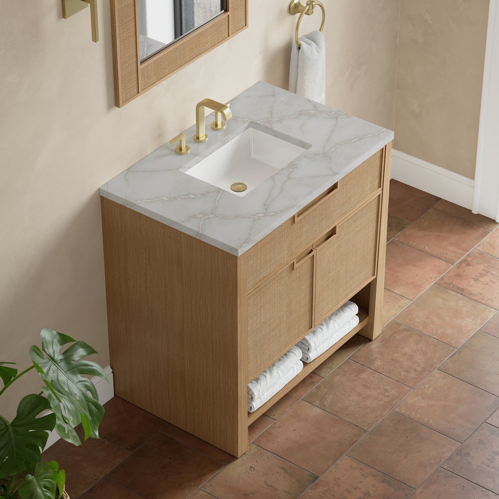 James Martin - Solene 36" Single Vanity, Seaside Oak, w/ 3 CM Victorian Silver Quartz Top - D225-V36-SSO-3VSL view 7
