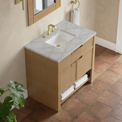 James Martin - Solene 36" Single Vanity, Seaside Oak, w/ 3 CM Victorian Silver Quartz Top - D225-V36-SSO-3VSL view 7