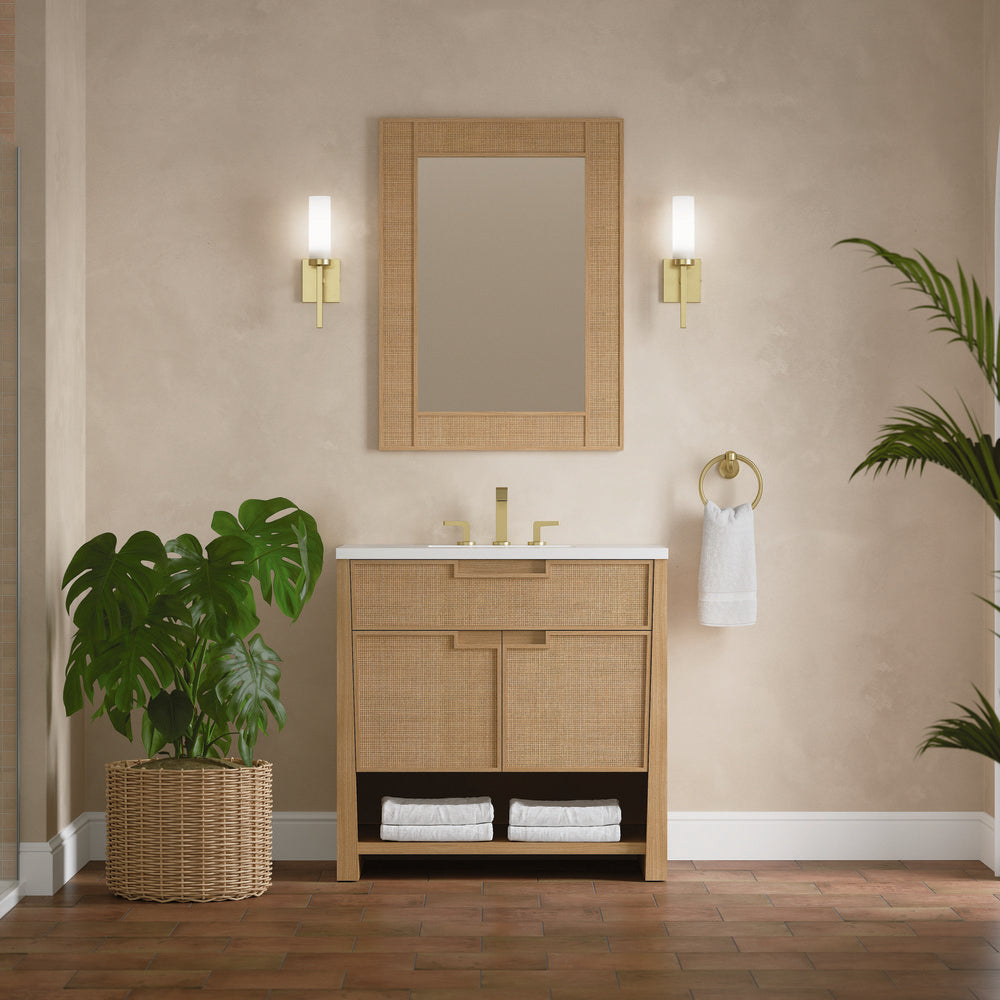 James Martin - Solene 36" Single Vanity, Seaside Oak, w/ 3 CM White Zeus Quartz Top - D225-V36-SSO-3WZ view 3