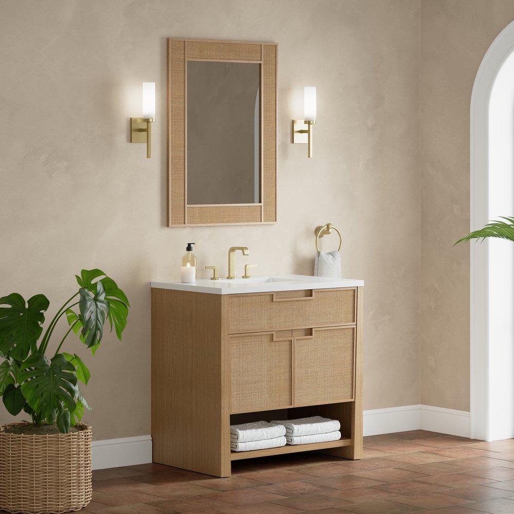 James Martin - Solene 36" Single Vanity, Seaside Oak, w/ 3 CM White Zeus Quartz Top - D225-V36-SSO-3WZ view 4