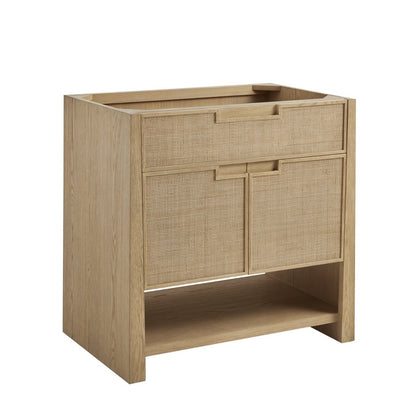 James Martin - Solene 36" Single Vanity, Seaside Oak, w/ Single Hole 3 CM White Zeus Quartz Top & Backsplash - D225-V36-SSO-1WZ view 2
