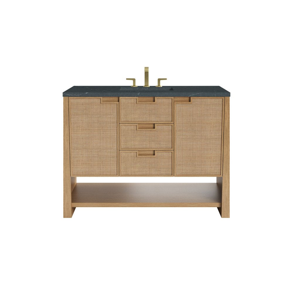 James Martin - Solene 48" Single Vanity, Seaside Oak, w/ 3 CM Charcoal Soapstone Quartz Top - D225-V48-SSO-3CSP view 1