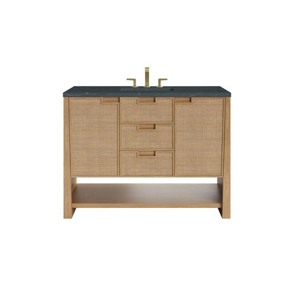 James Martin - Solene 48" Single Vanity, Seaside Oak, w/ 3 CM Charcoal Soapstone Quartz Top - D225-V48-SSO-3CSP view 1