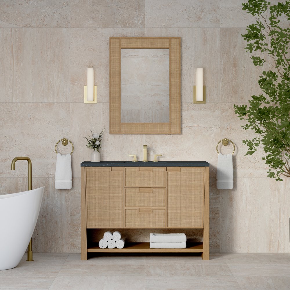 James Martin - Solene 48" Single Vanity, Seaside Oak, w/ 3 CM Charcoal Soapstone Quartz Top - D225-V48-SSO-3CSP view 3