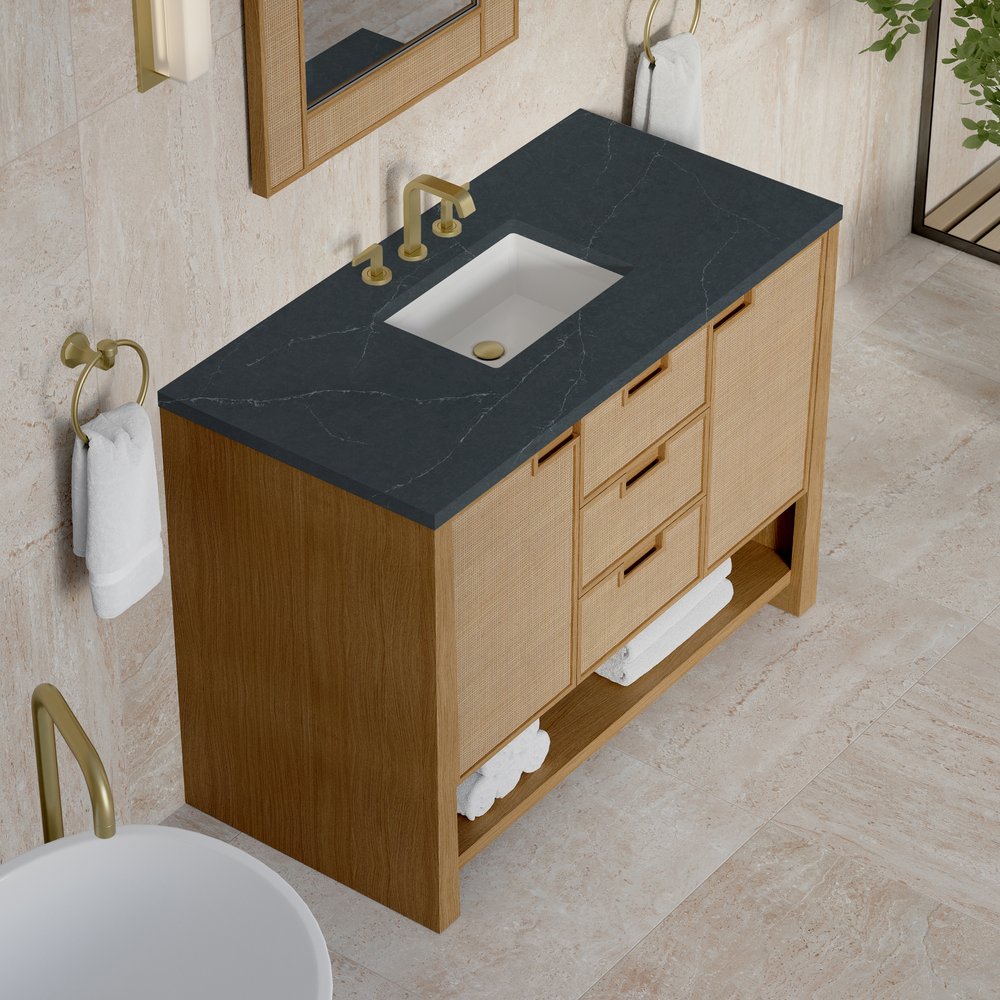 James Martin - Solene 48" Single Vanity, Seaside Oak, w/ 3 CM Charcoal Soapstone Quartz Top - D225-V48-SSO-3CSP view 7