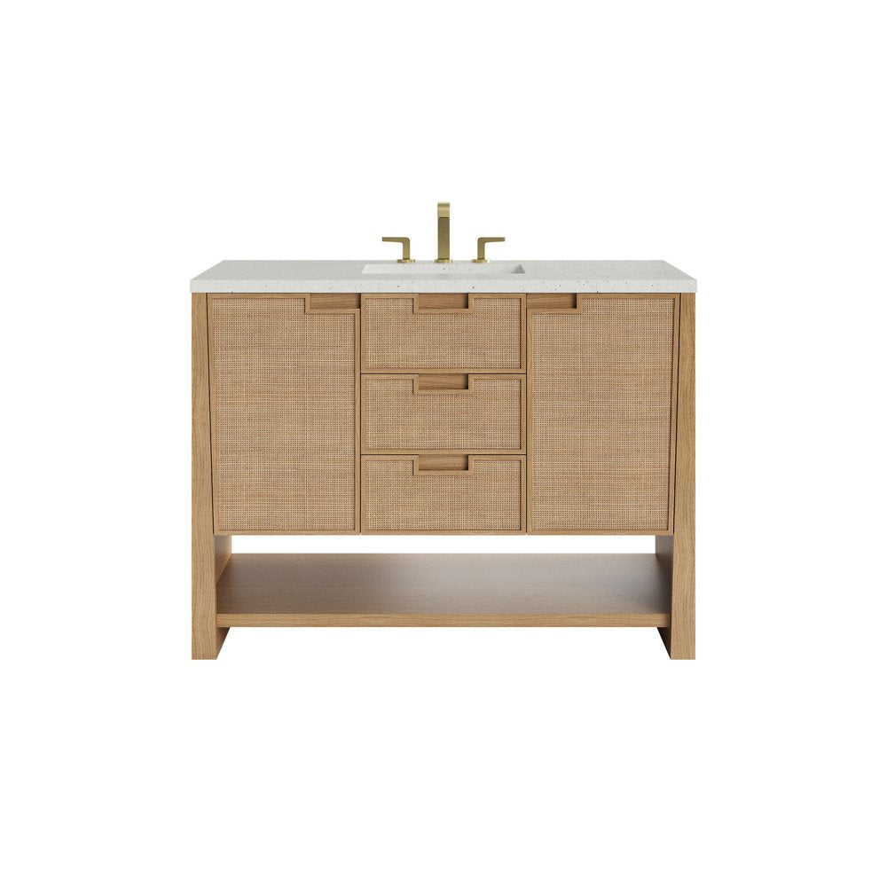 James Martin - Solene 48" Single Vanity, Seaside Oak, w/ 3 CM Lime Delight Quartz Top - D225-V48-SSO-3LDL view 1