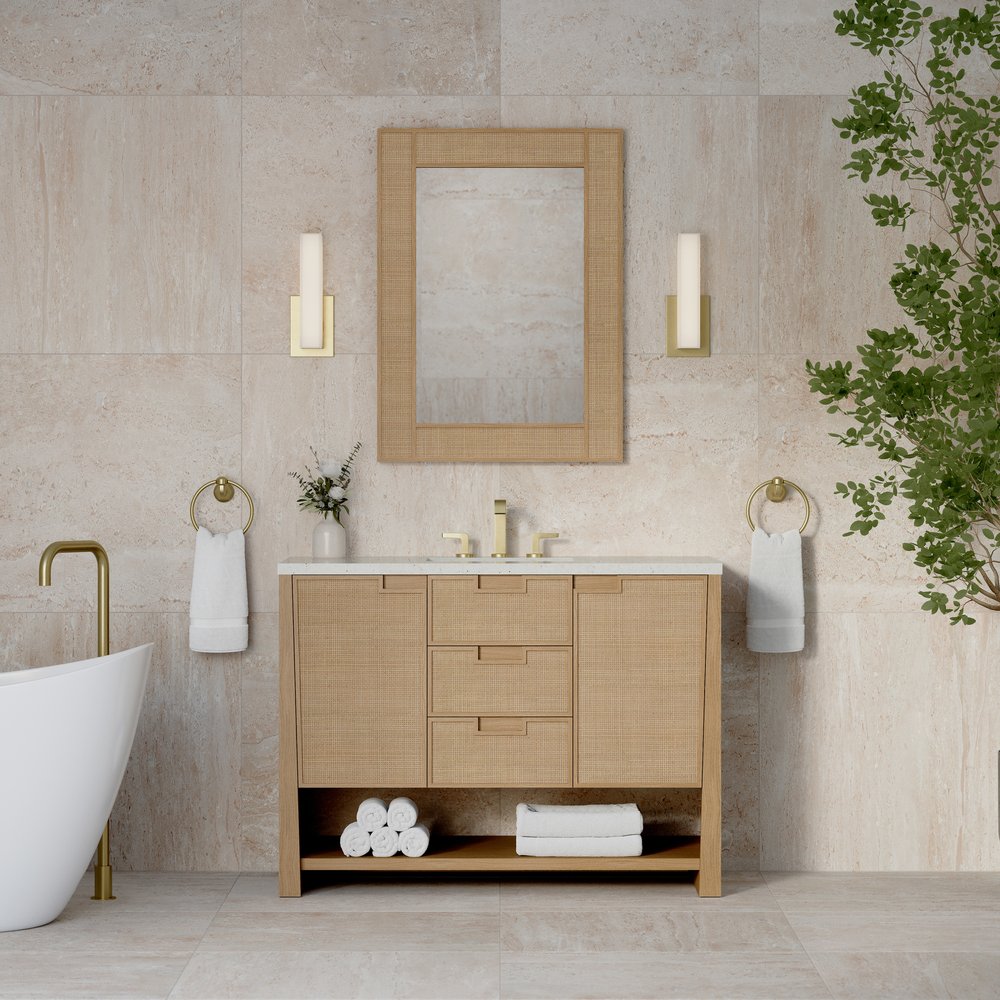 James Martin - Solene 48" Single Vanity, Seaside Oak, w/ 3 CM Lime Delight Quartz Top - D225-V48-SSO-3LDL view 3