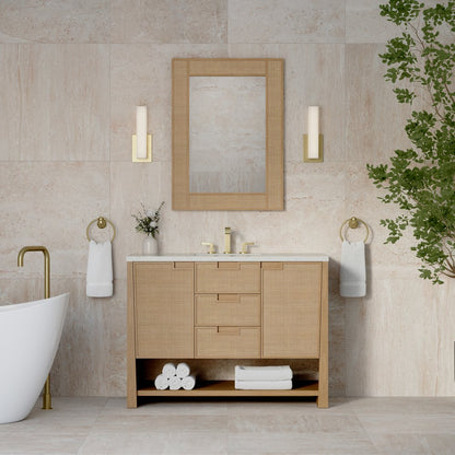 James Martin - Solene 48" Single Vanity, Seaside Oak, w/ 3 CM Lime Delight Quartz Top - D225-V48-SSO-3LDL view 3