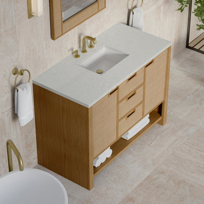 James Martin - Solene 48" Single Vanity, Seaside Oak, w/ 3 CM Lime Delight Quartz Top - D225-V48-SSO-3LDL view 7