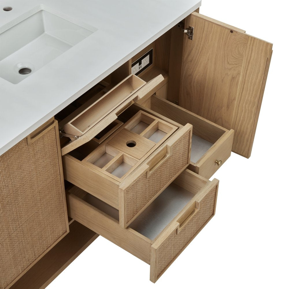 James Martin - Solene 48" Single Vanity, Seaside Oak, w/ 3 CM Lime Delight Quartz Top - D225-V48-SSO-3LDL view 16