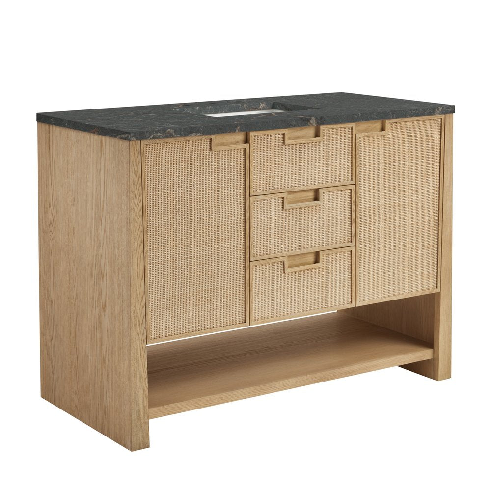 James Martin - Solene 48" Single Vanity, Seaside Oak, w/ 3 CM Parisien Bleu Quartz Top - D225-V48-SSO-3PBL view 10