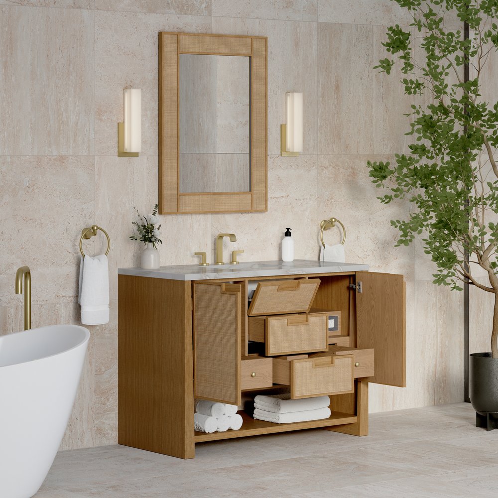 James Martin - Solene 48" Single Vanity, Seaside Oak, w/ 3 CM Victorian Silver Quartz Top - D225-V48-SSO-3VSL view 5