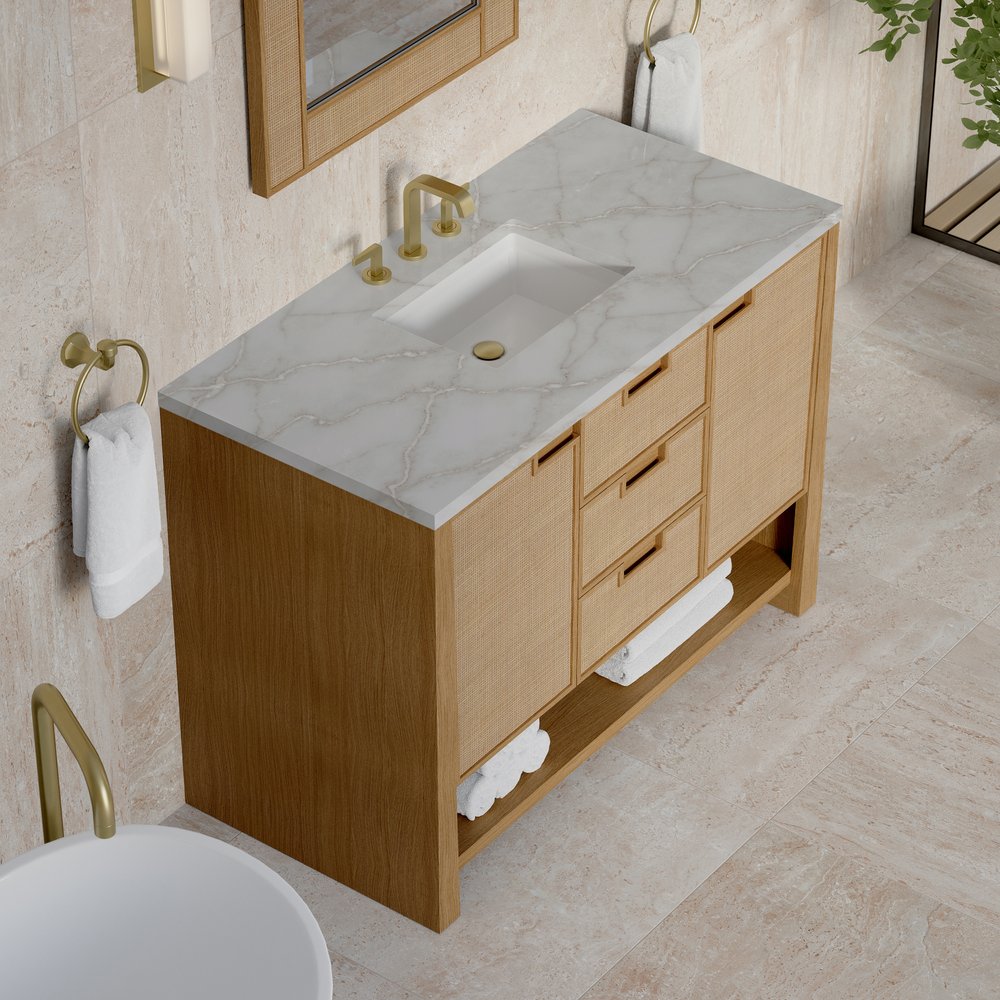 James Martin - Solene 48" Single Vanity, Seaside Oak, w/ 3 CM Victorian Silver Quartz Top - D225-V48-SSO-3VSL view 7