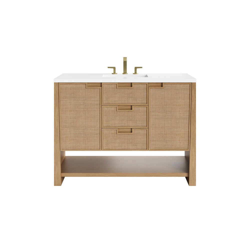 James Martin - Solene 48" Single Vanity, Seaside Oak, w/ 3 CM White Zeus Quartz Top - D225-V48-SSO-3WZ view 1