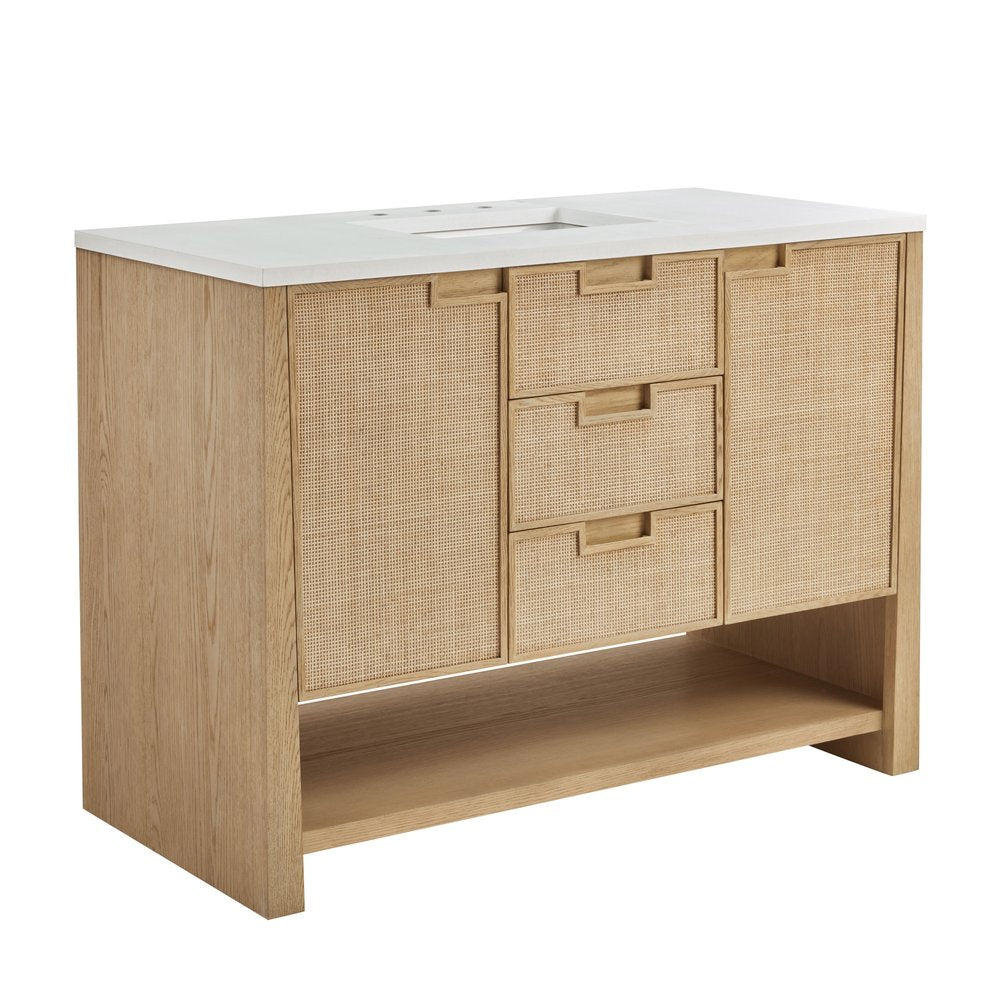 James Martin - Solene 48" Single Vanity, Seaside Oak, w/ 3 CM White Zeus Quartz Top - D225-V48-SSO-3WZ view 10