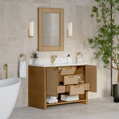 James Martin - Solene 48" Single Vanity, Seaside Oak, w/ Single Hole 3 CM White Zeus Quartz Top & Backsplash - D225-V48-SSO-1WZ view 5