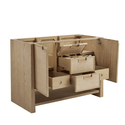 James Martin - Solene 48" Single Vanity, Seaside Oak, w/ Single Hole 3 CM White Zeus Quartz Top & Backsplash - D225-V48-SSO-1WZ view 7