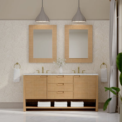 James Martin - Solene 72" Double Vanity, Seaside Oak, w/ 3 CM Eternal Jasmine Pearl Quartz Top - D225-V72-SSO-3EJP view 3