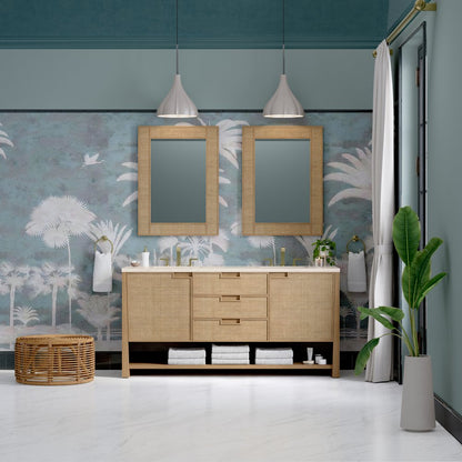 James Martin - Solene 72" Double Vanity, Seaside Oak, w/ 3 CM Eternal Marfil Quartz Top - D225-V72-SSO-3EMR view 3