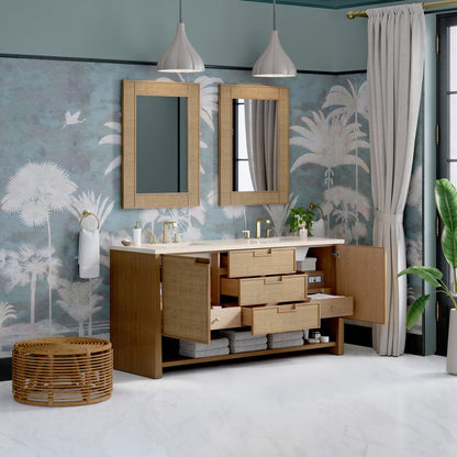 James Martin - Solene 72" Double Vanity, Seaside Oak, w/ 3 CM Eternal Marfil Quartz Top - D225-V72-SSO-3EMR view 5