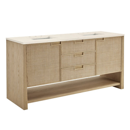 James Martin - Solene 72" Double Vanity, Seaside Oak, w/ 3 CM Eternal Marfil Quartz Top - D225-V72-SSO-3EMR view 10