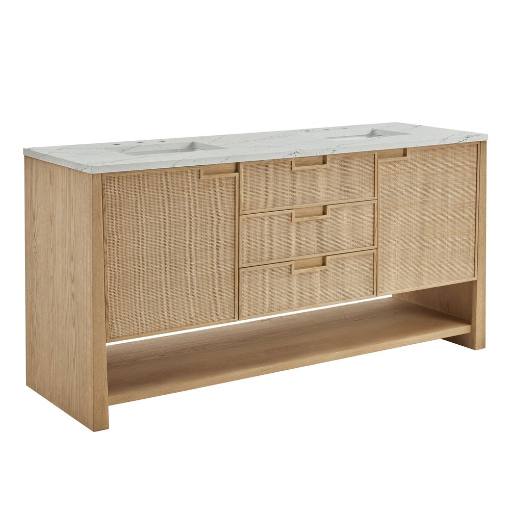 James Martin - Solene 72" Double Vanity, Seaside Oak, w/ 3 CM Ethereal Noctis Quartz Top - D225-V72-SSO-3ENC view 10