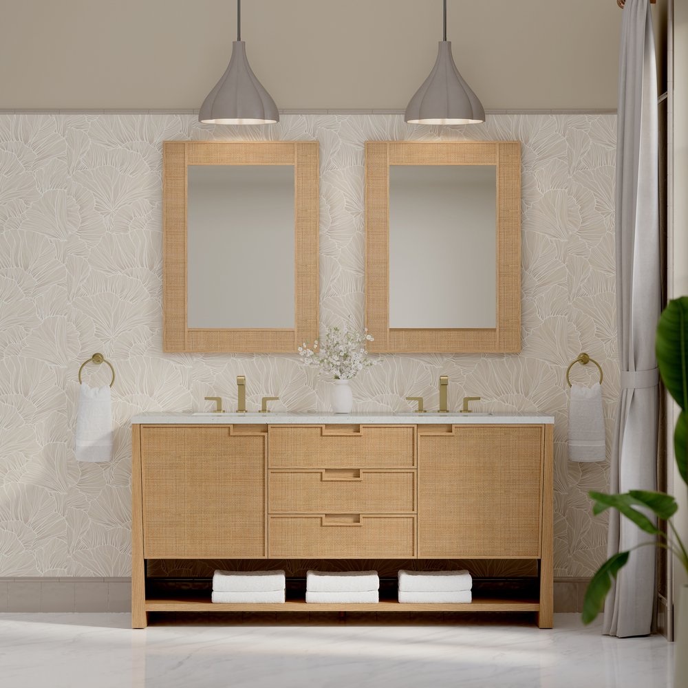 James Martin - Solene 72" Double Vanity, Seaside Oak, w/ 3 CM Lime Delight Quartz Top - D225-V72-SSO-3LDL view 3