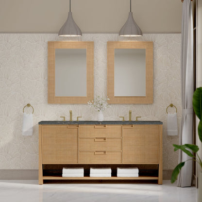 James Martin - Solene 72" Double Vanity, Seaside Oak, w/ 3 CM Parisien Bleu Silestone Top w/ FreePower Wireless Charger - D225-V72-SSO-FPBL view 4