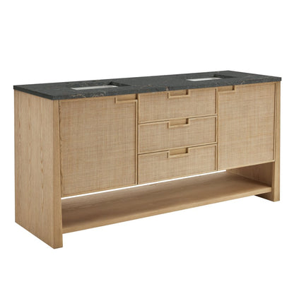 James Martin - Solene 72" Double Vanity, Seaside Oak, w/ 3 CM Parisien Bleu Silestone Top w/ FreePower Wireless Charger - D225-V72-SSO-FPBL view 11