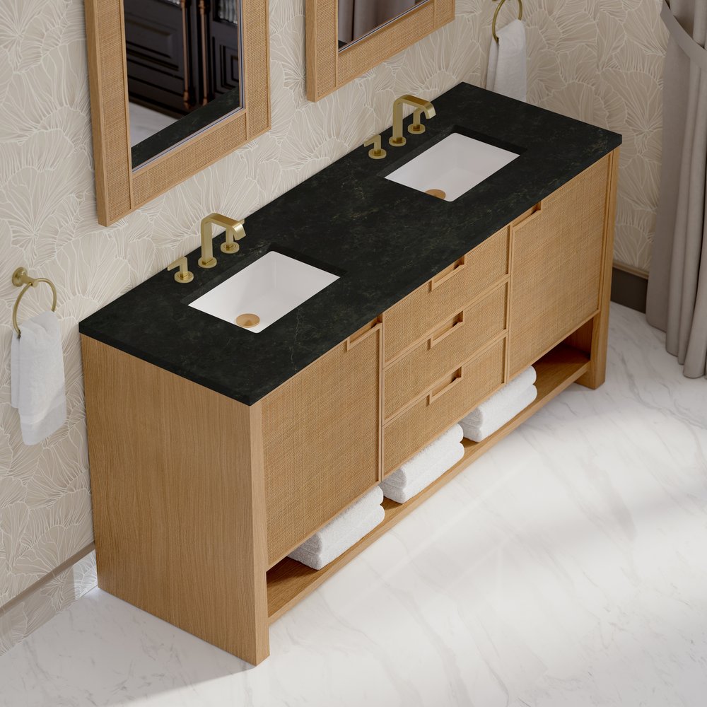 James Martin - Solene 72" Double Vanity, Seaside Oak, w/ 3 CM Phantome Eclos Top - D225-V72-SSO-3PHT view 7
