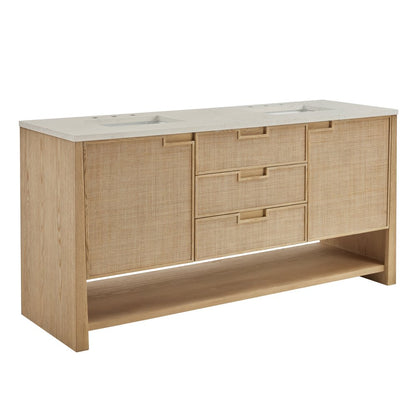 James Martin - Solene 72" Double Vanity, Seaside Oak, w/ 3 CM Siberian Silestone Top - D225-V72-SSO-3SFR view 9