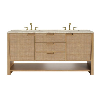 James Martin - Solene 72" Double Vanity, Seaside Oak, w/ 3 CM Tajnar Eclos Top - D225-V72-SSO-3TJR view 1