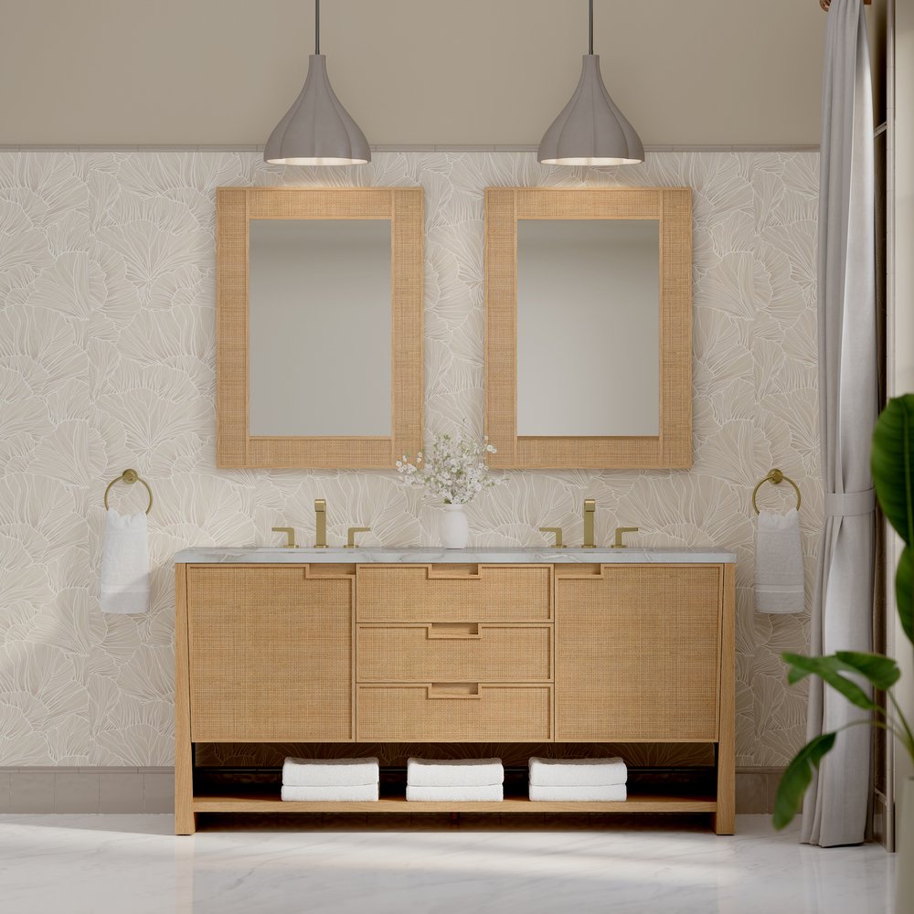 James Martin - Solene 72" Double Vanity, Seaside Oak, w/ 3 CM Victorian Silver Quartz Top - D225-V72-SSO-3VSL view 3