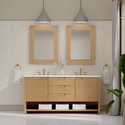 James Martin - Solene 72" Double Vanity, Seaside Oak, w/ 3 CM White Zeus Quartz Top - D225-V72-SSO-3WZ view 3