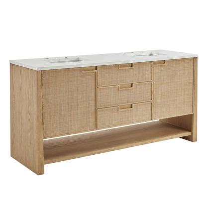 James Martin - Solene 72" Double Vanity, Seaside Oak, w/ 3 CM White Zeus Quartz Top - D225-V72-SSO-3WZ view 10