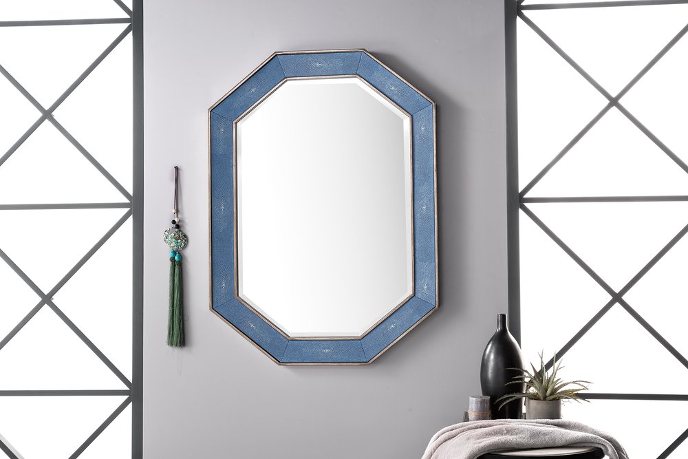 James Martin - Tangent 30" Mirror, Silver w/ Delft Blue - 963-M30-SL-DB view 2