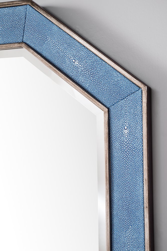 James Martin - Tangent 30" Mirror, Silver w/ Delft Blue - 963-M30-SL-DB view 3