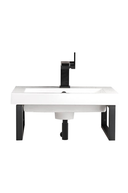 James Martin - Two Boston 15.25" Wall Brackets, Matte Black w/ 20" White Glossy Composite Stone Top - 055BK16MBK20WG2 view 1